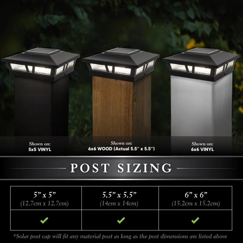 Classy Caps Oxford Solar Powered Integrated LED Aluminium Fence Post Cap Light 6 in. x 6 in. with Base Adapter Included