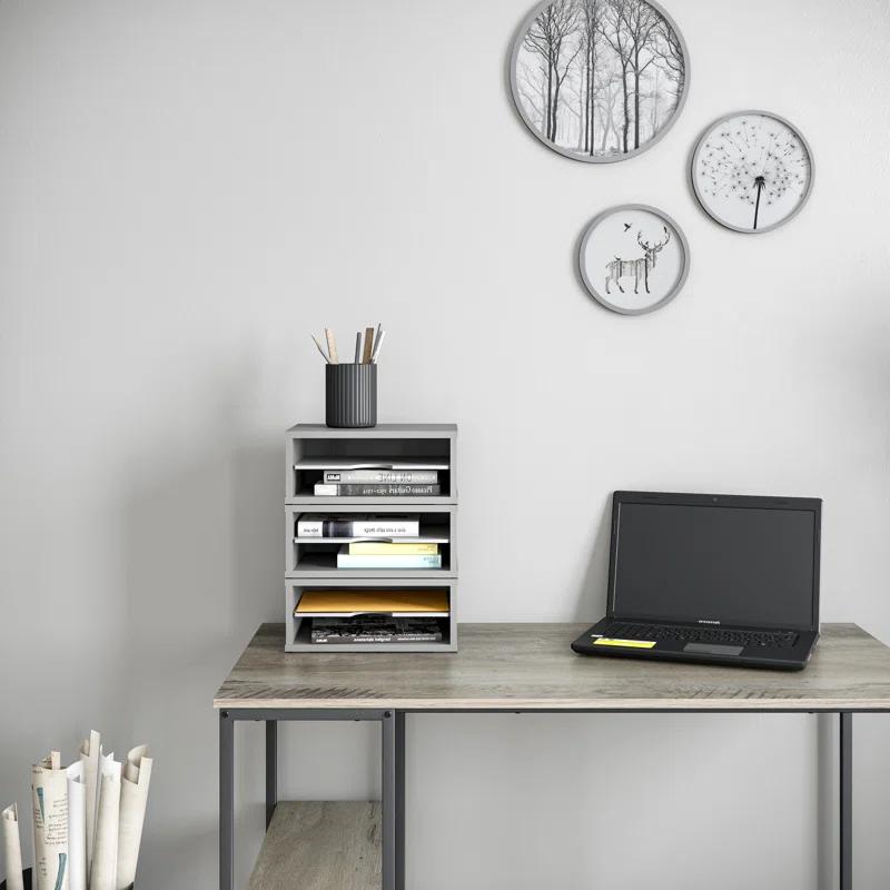 Ballucci Logan Stackable 2-Tier Paper Organizer and Monitor Stand