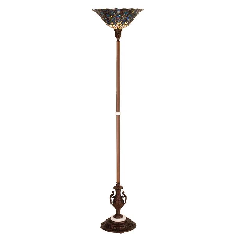 Meyda Lighting 74" High Tiffany Peacock Feather Torchiere