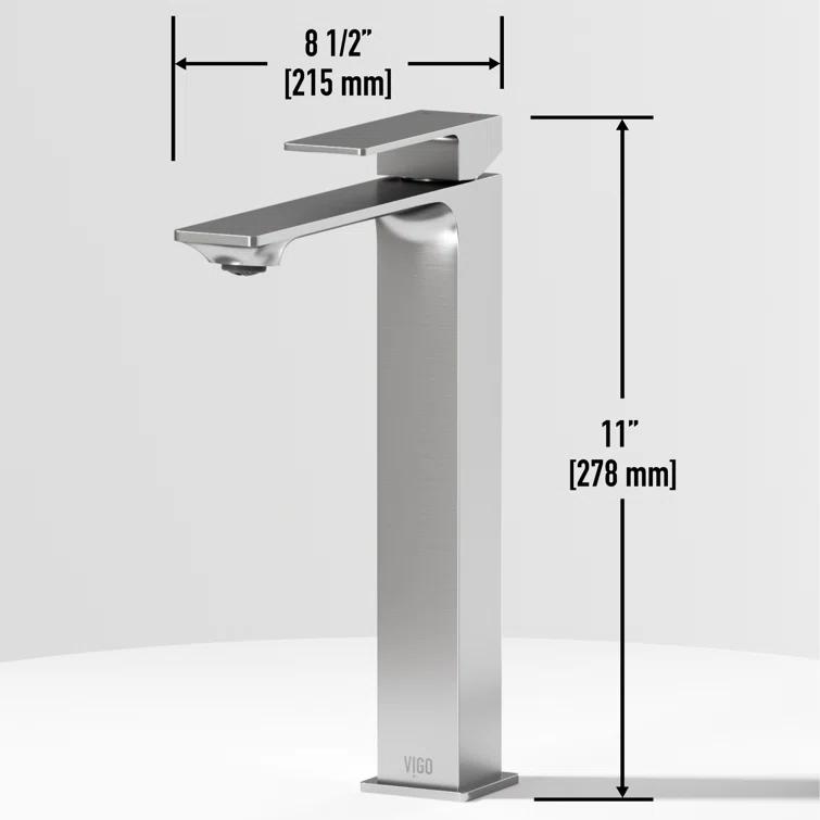 VIGO Dunn Tarragona Gothic 19" L x 14" W x 4" H Rectangular Concrete Vessel Bathroom Sink with 11" H Faucet VGT2085