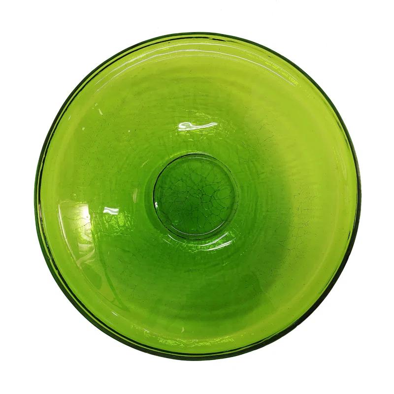 Winston Porter Crackle Glass Birdbath Bowl with Stake, 14-in