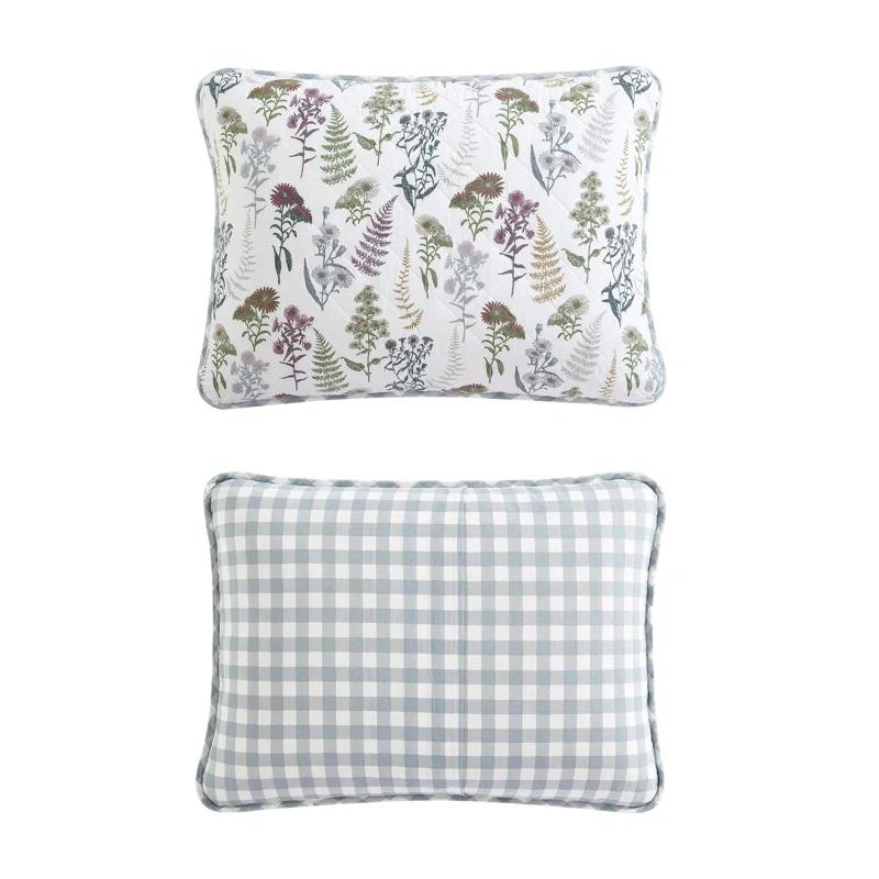 Eddie Bauer Flower Field Cotton Reversible Green Quilt Set