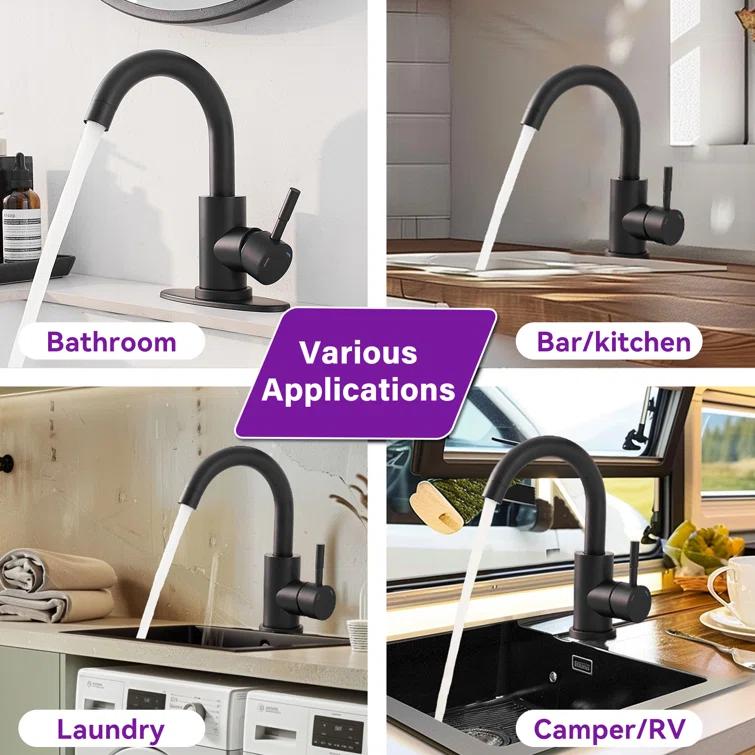 VIBRANTBATH Single-Hole Single-handle Bathroom Faucet 6025-Black