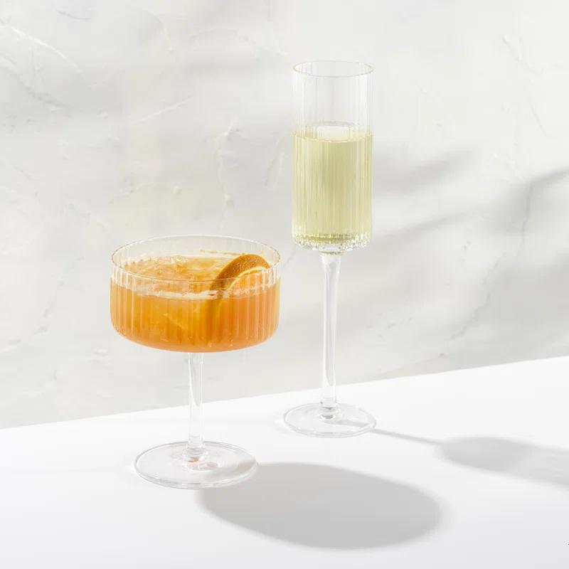 JoyJolt Elle Fluted Coupe Martini Glasses, 10oz (Set of 2)