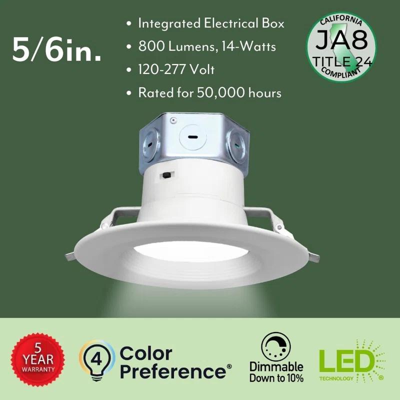 ETi Solid State Lighting 6 in. Canless 120-277v T24 Integrated LED Recessed Light Trim (Set of 4) 53192211-4PK