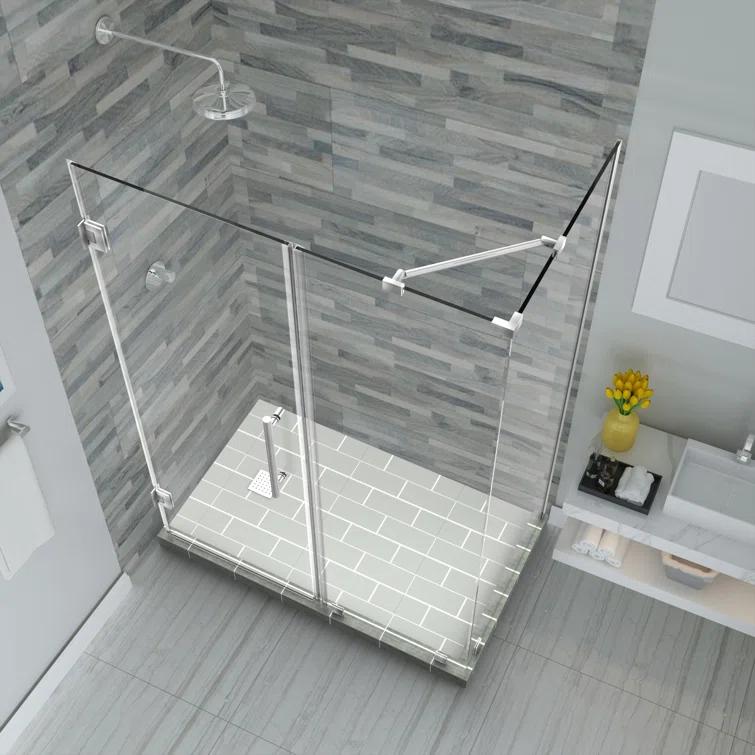 Aston Bromley 72" H Semi-Frameless Rectangle Reversible Shower Enclosure SEN967EZ-SS-553332-10