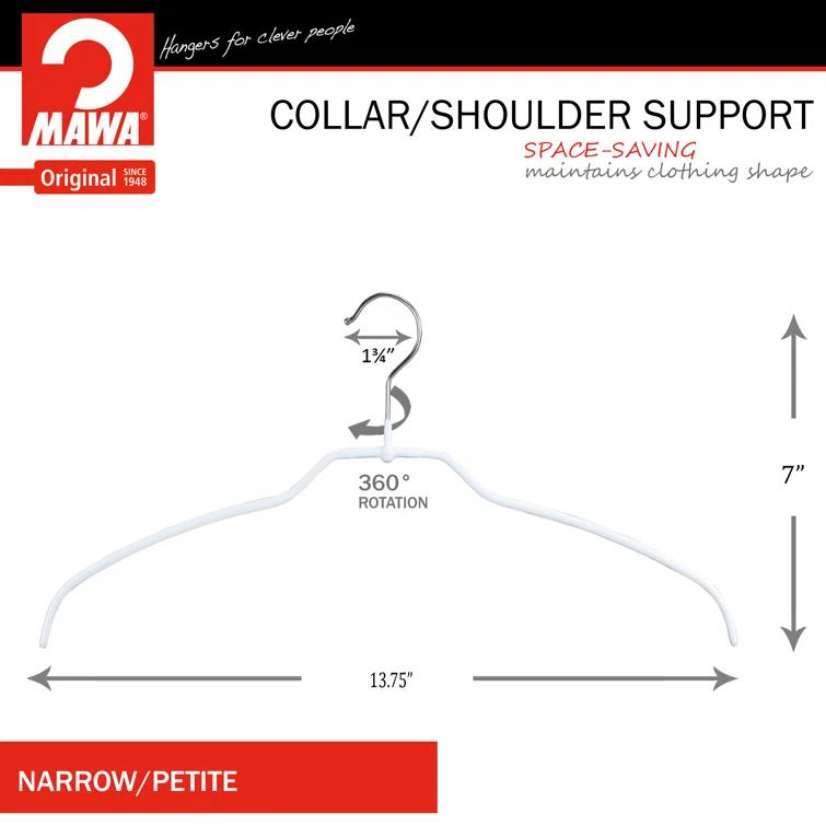 Mawa Mawa Silhouette Non-Slip Steel European Shirt/Coat Hanger, Ultra Thin And Narrow (Set of 20)