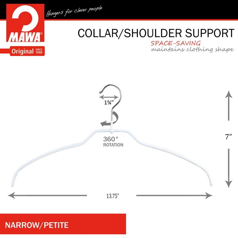 Mawa Mawa Silhouette Non-Slip Steel European Shirt/Coat Hanger, Ultra Thin And Narrow (Set of 20)