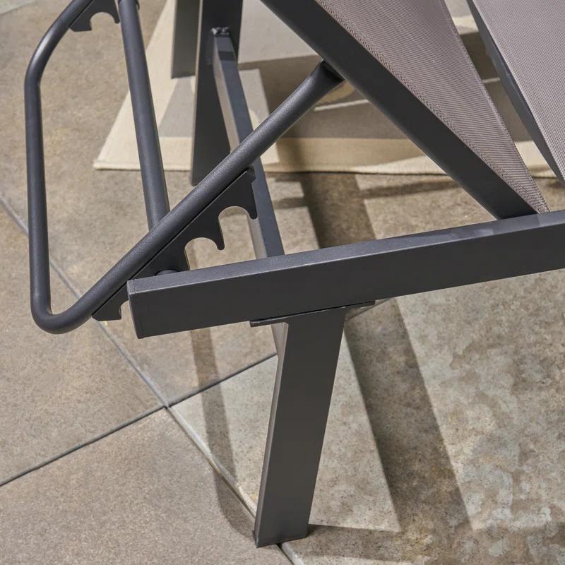 Union Rustic Absinthe Outdoor Metal Chaise Lounge Set with Table (Set of 4)