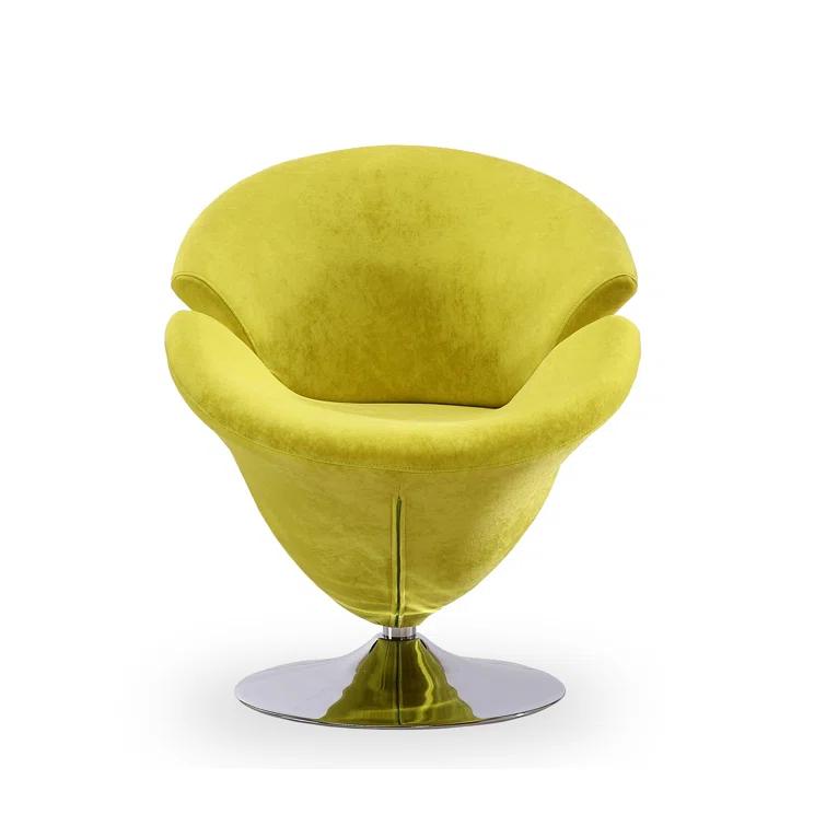 Manhattan Comfort Tulip Velvet Upholstered Swivel Barrel Chair in Green