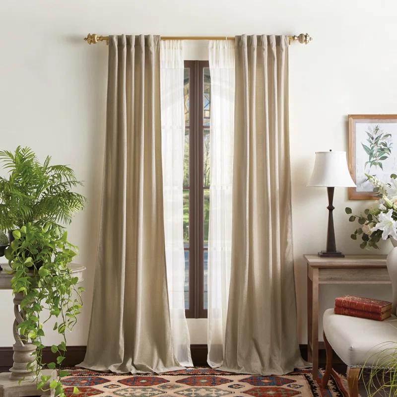 Martha Stewart Naples Chenille Solid Semi-Sheer Rod Pocket Curtain Panels (Set of 2)