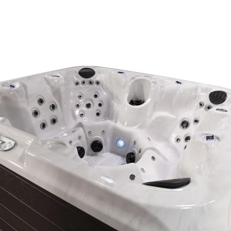 Grand Banks 6-Person 81-Jet Non-Lounger Hot Tub Spa with 3 Pumps, LED Lighting, Stainless Steel Heater and Ozonator, Insulated Cover Included and Steps Included