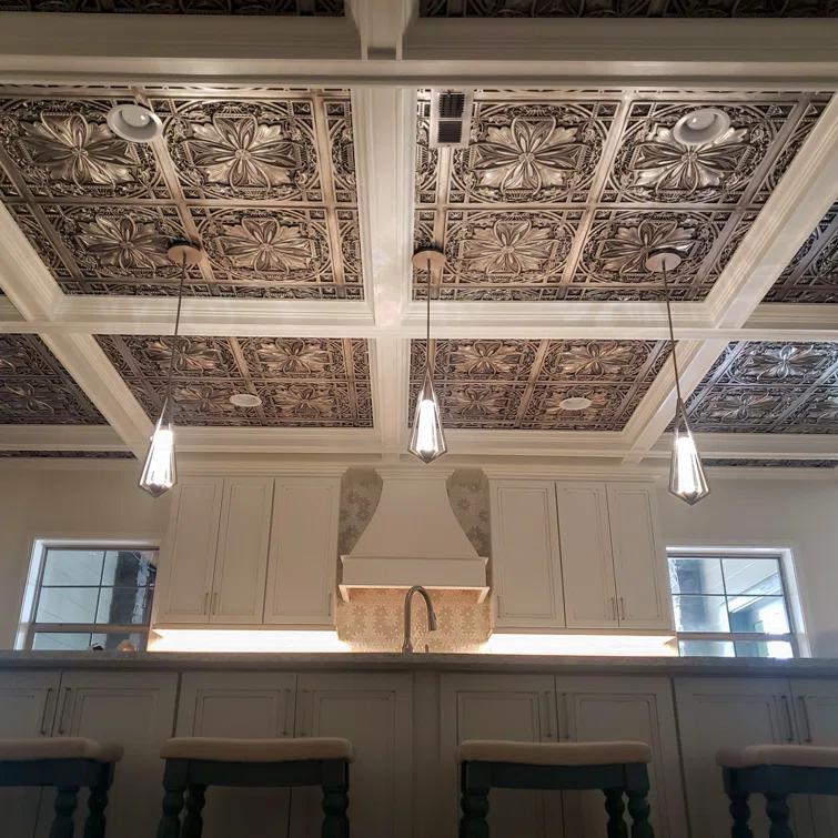 FromPlainToBeautifulInHours Milan 24'' L x 24'' W Textured PVC Drop-In & Glue Up Ceiling Tile Ceiling Tile (Set of 10)