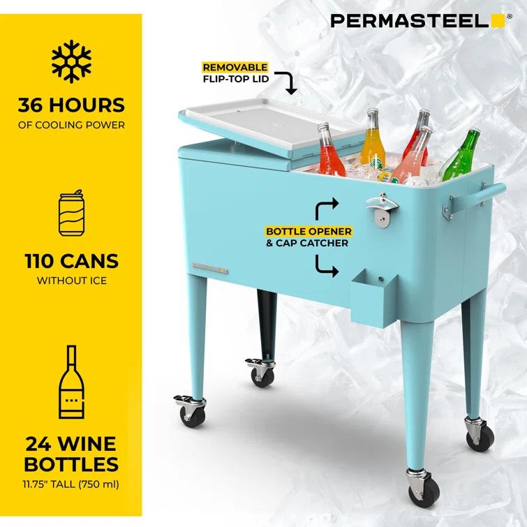 Permasteel 80-Qt Classic Outdoor Patio Cooler On Wheels