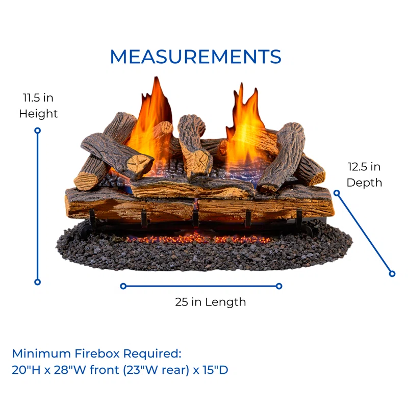 Duluth Forge Duluth Forge Ventless Dual Fuel Gas Log Set, Split Oak, T-Stat Control