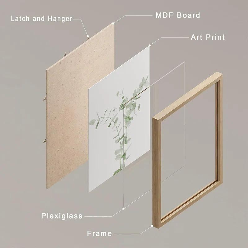 IDEA4WALL Minimal Botanical " IDEA4WALL Framed Pastel Watercolor Green Leaves Wall Art, Set Of 4 Nature Wilderness Wall Decor Prints, Botanical Floral Wall Decor For Living Room, Bedroom " 4 - Pieces