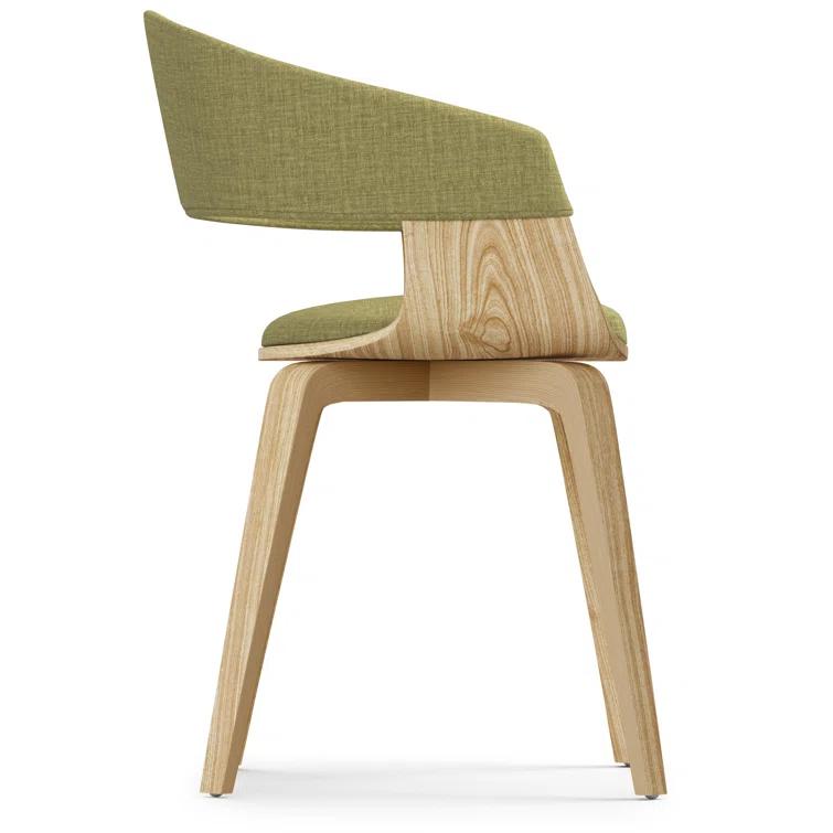 Lowell Bentwood Upholstered Dining Chair with Curved Backrest in Mid-Century Modern Style