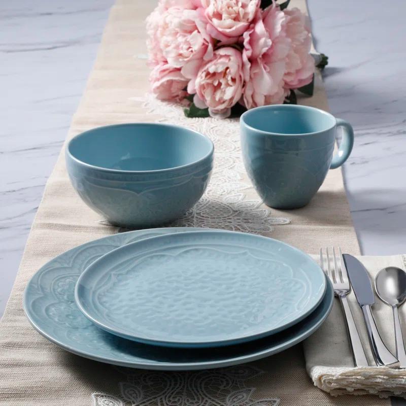 Gibson Elite Alemany 16-Piece Dinnerware Set - Aqua