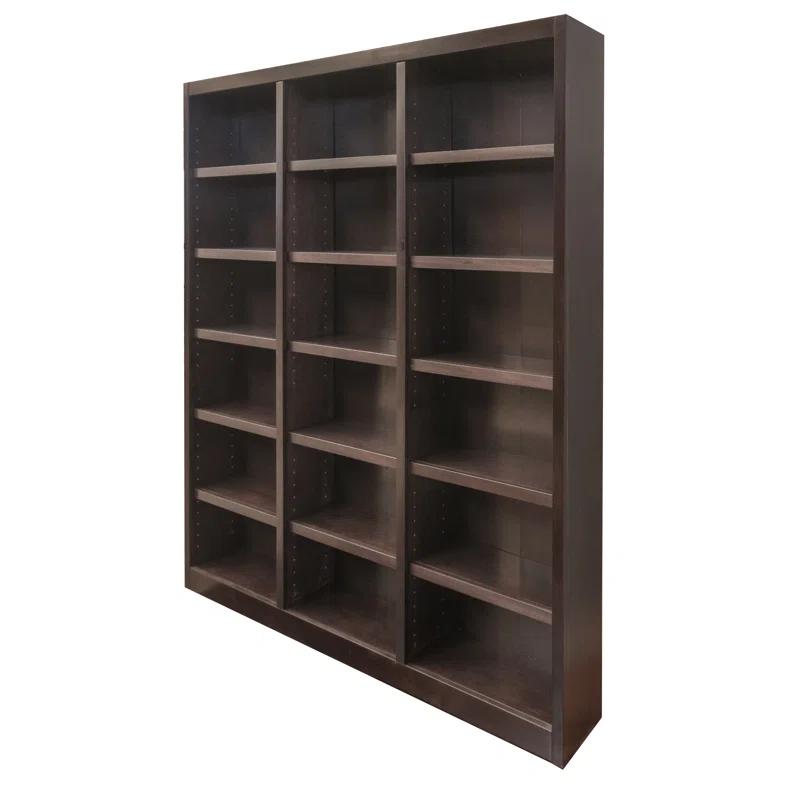 Winston Porter Aliette Triple Wide Wood Bookcase, 18 Bookshelf, 84 inch Tall Storage and Display Bookshelf for Home Office and Living Room