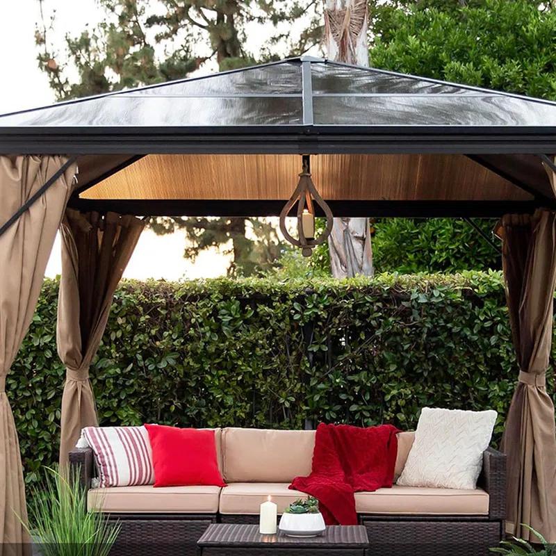 DEBLIT 10x10ft Outdoor Hardtop Square Gazebo for Backyard, Patio, Garden with Side Curtains, Mosquito Netting