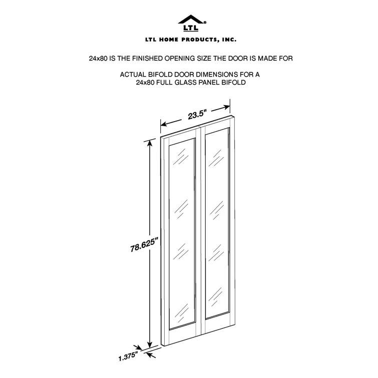 LTL Home Products 80.5'' Solid Wood Glass Painted Bi-Fold Door
