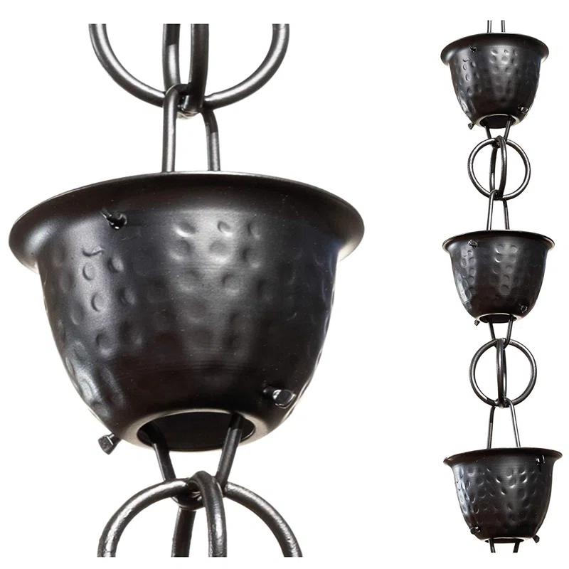 Monarch Rain Chains Aluminum Hammered Cup Rain Chain Replacement Downspout for Gutters