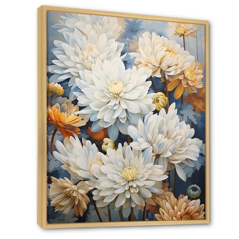 Design Art " Mums Painting Beige White And Blue I "