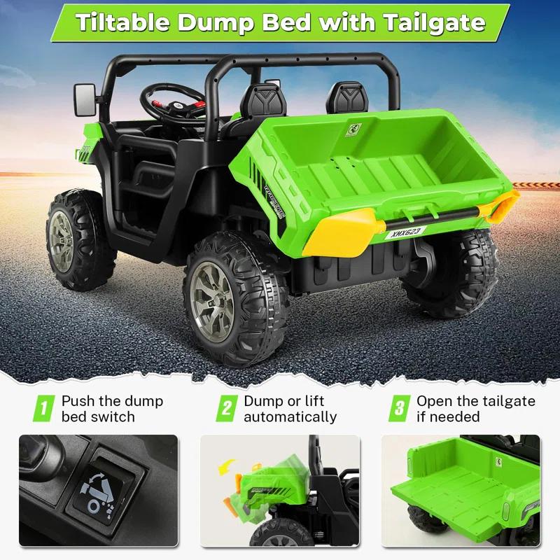 Himimi Delia Himimi 24 Voltage  Ride On Dump Truck, 2 Seater Kids UTV with Electric Dump Bed, Remote Control