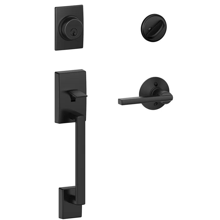 Schlage Century Handleset with Single Cylinder Deadbolt and Latitude Door Lever and Rosette