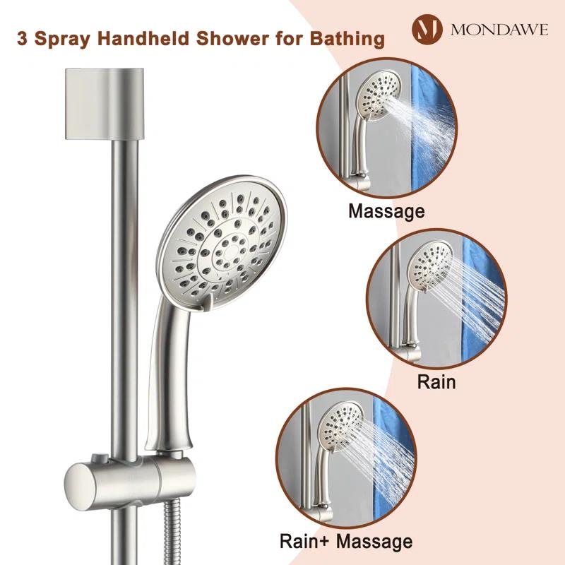Calliope Wall Mounted 2-Function Retro Pressure-Balanced Shower System with 3 Setting Handheld