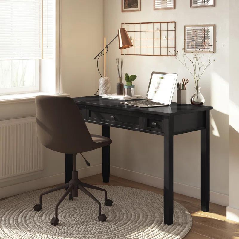 Simpli Home Warm Shaker 48"W Solid Wood Desk, Transitional Style with Keyboard Tray