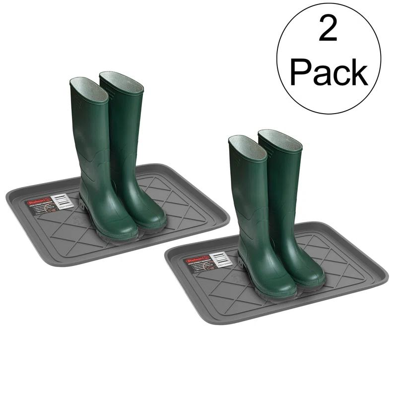 Stalwart All Weather Boot Tray – Water Resistant Plastic Utility Diamond Pattern Shoe Mat – Indoor or Outdoor Doormats for All Season Use by Stalwart (Set of 2)