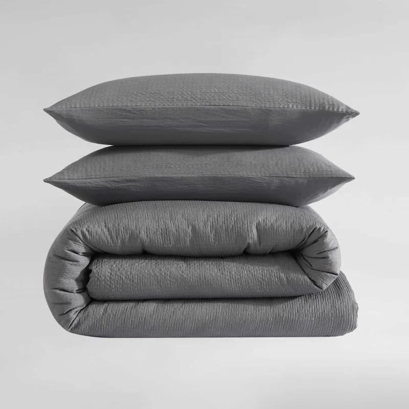 Calvin Klein Seersucker Reversible 3 Piece Duvet Cover Set