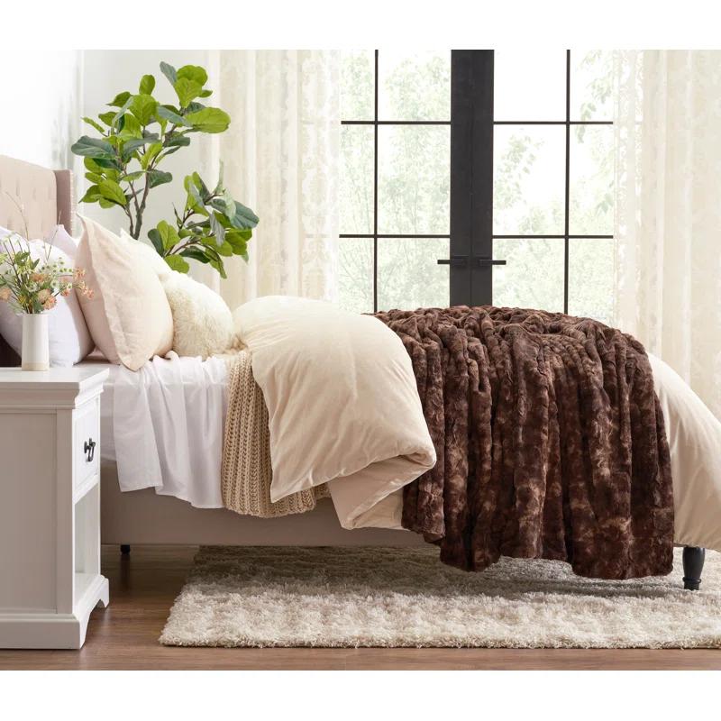Chanasya Double Sided Wolf Oversized Faux Fur Wolf Blanket