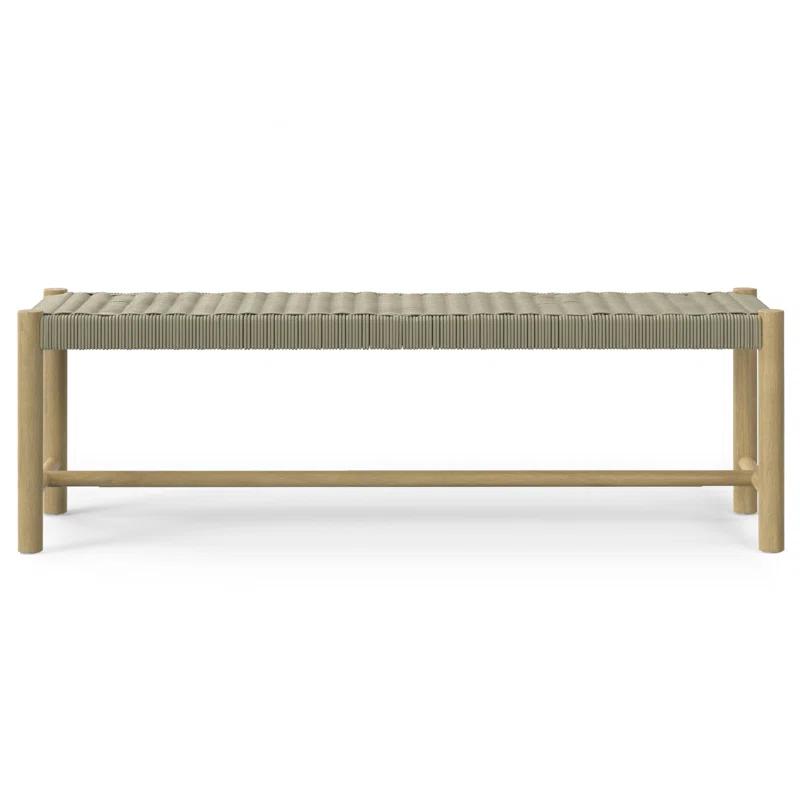 Simpli Home Dahlia 46"W Solid Acacia Contemporary Outdoor Bench with Weather-Resistant Rope Seating