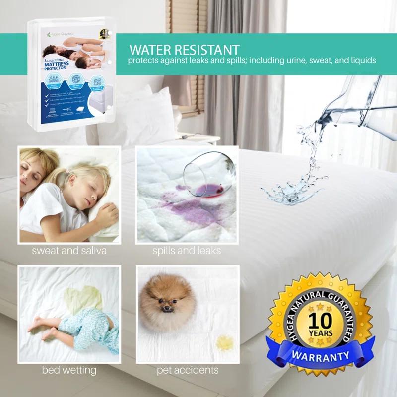 Hygea Natural Waterproof Zipper Mattress Protector Case Pack