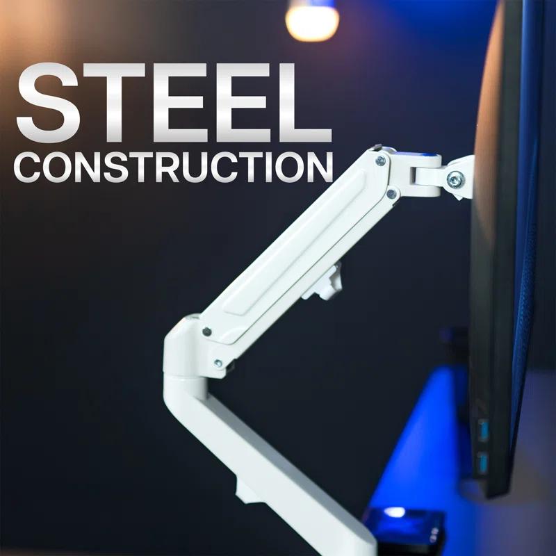 Vivo White Pneumatic Arm Single Monitor Desk Mount