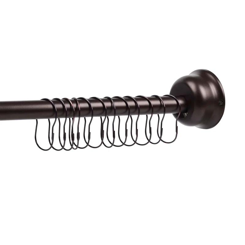 Utopia Alley Utopia Alley Rustproof Fixed Mount Single Curved Shower Rod, Aluminum, adjustable from 45" to 72" Wide