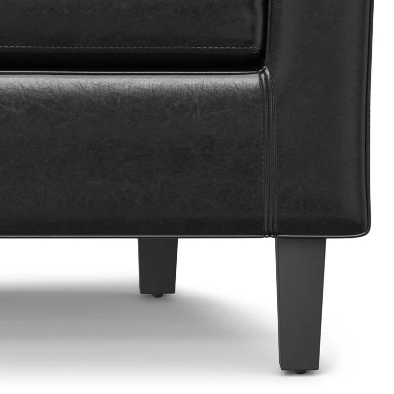 Simpli Home Austin 30"W Upholstered Vegan Faux Leather Contemporary Tub Accent Chair with High Arms and Deep Seat