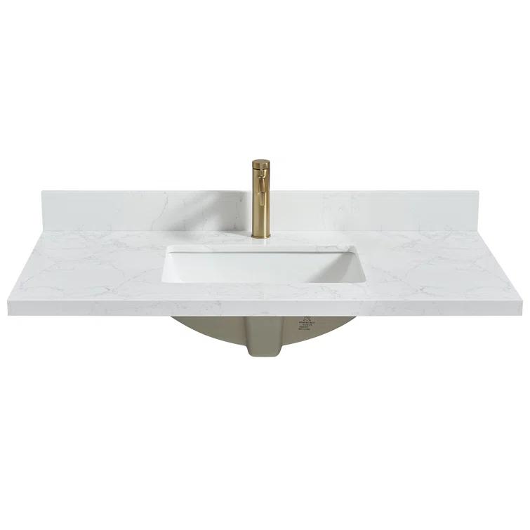 Vinnova Malaga 43'' Stone Single Bathroom Vanity Top with Sink