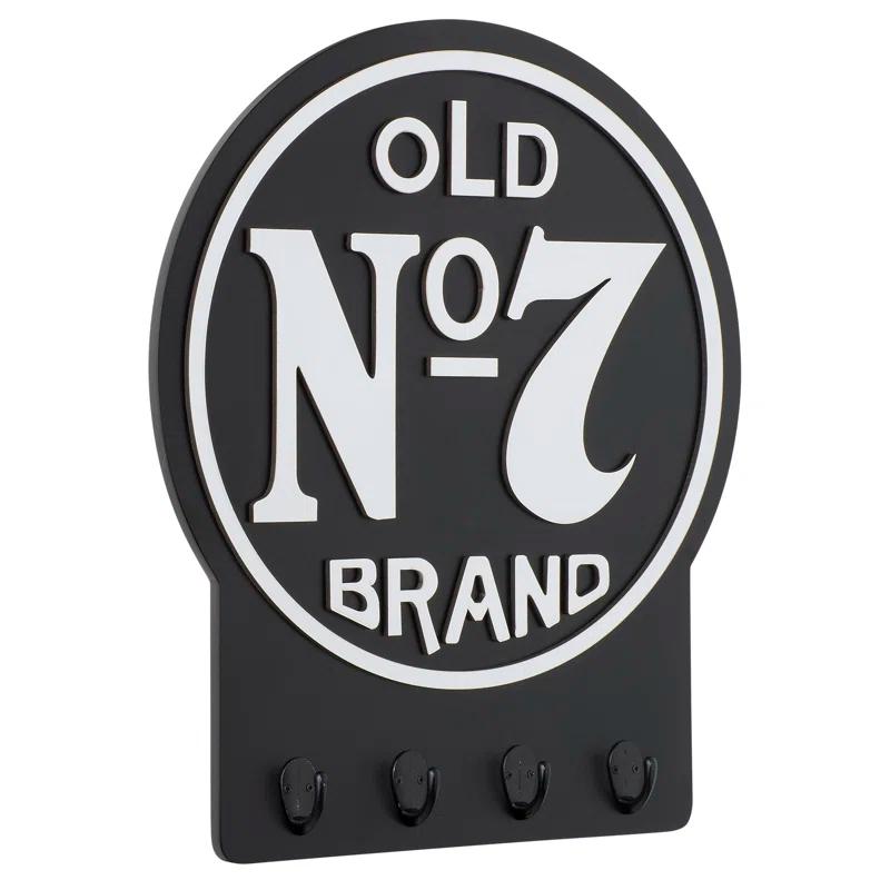 Jack Daniel's Lifestyle Products Manufactured Wood Wall Organizer with Key Hooks