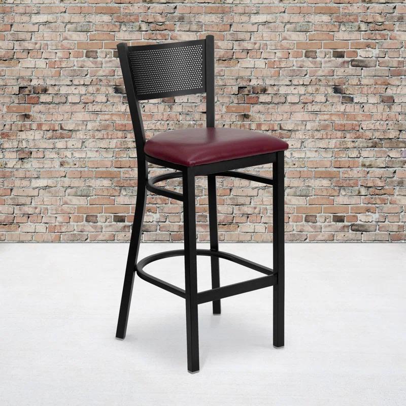 Flash Furniture Miranda Commercial Grade Grid Back Metal Restaurant Barstool with Vinyl Seat