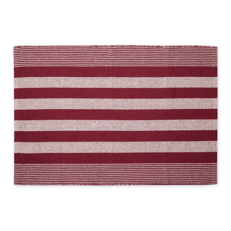 Design Imports CABANA STRIPE - BARN RED - 2 X 3 FT