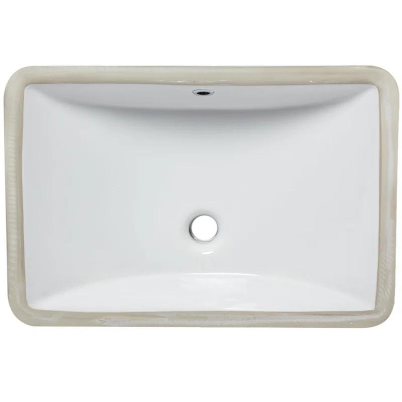 Novatto NP-U193902 Novatto 18.25'' White Porcelain Rectangular Bathroom Sink with Overflow