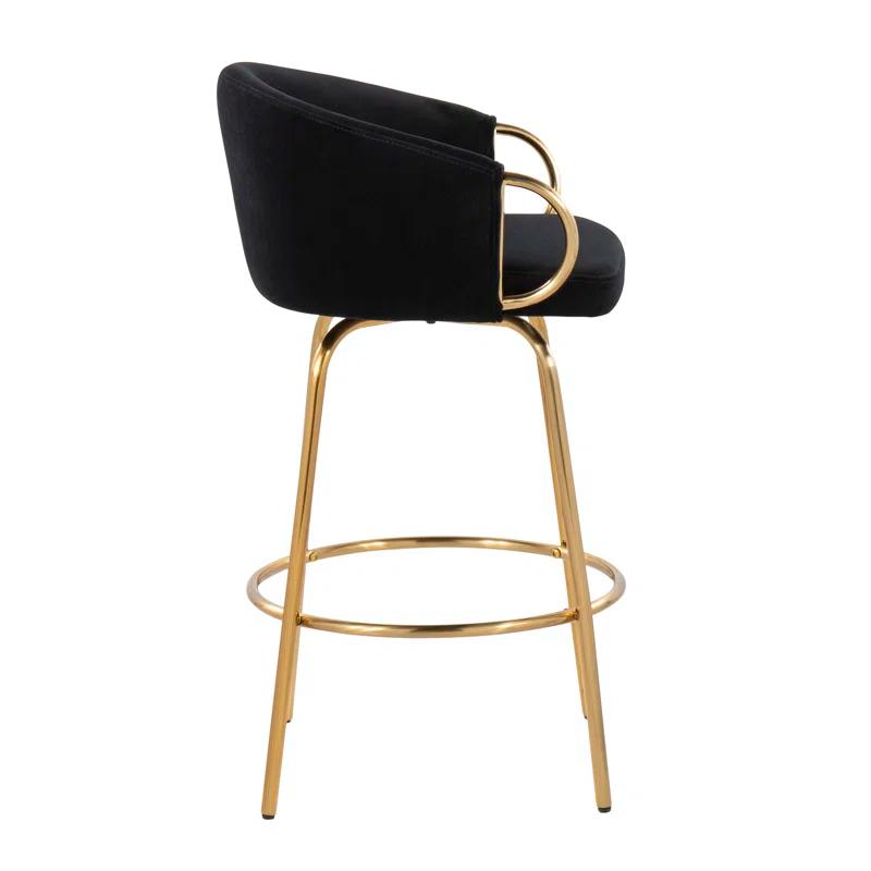 George Oliver Lakyia Swivel Upholstered Counter Stool with Metal Frame (Set of 2)