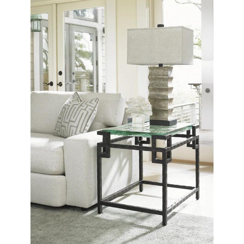 Island Fusion Hermes Reef Glass Top End Table