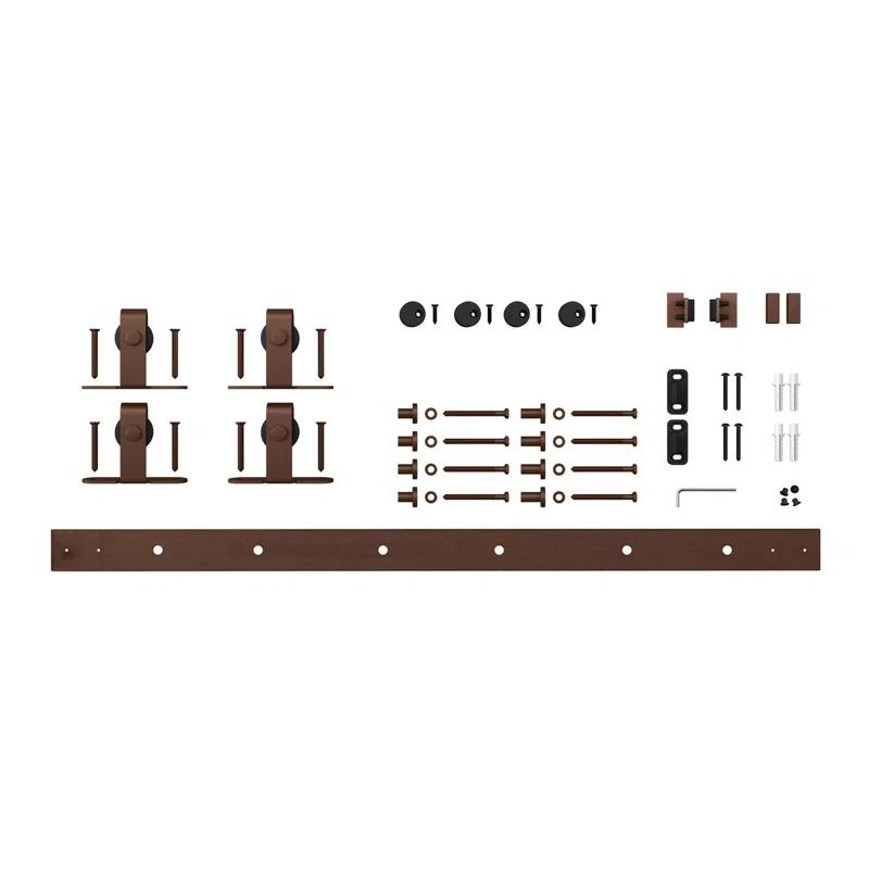 Architectural Products by Outwater L.L.C. Solid Steel Mini Sliding Rolling Barn Door Hardware Kit for Double Wood Doors