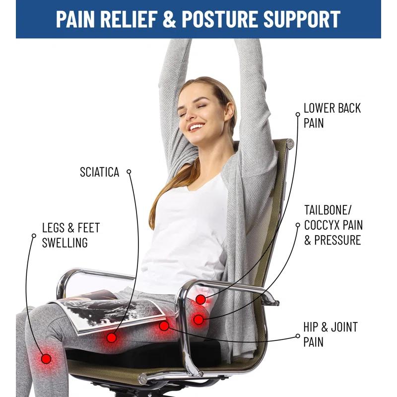 Doctor Recommended Memory Foam Seat Cushion For Office Chairs - HSA FSA Eligible Coccyx Pain Relief Cushion, Sciatica And Back Support, Office Chair Cushion And Car Seat Cushion