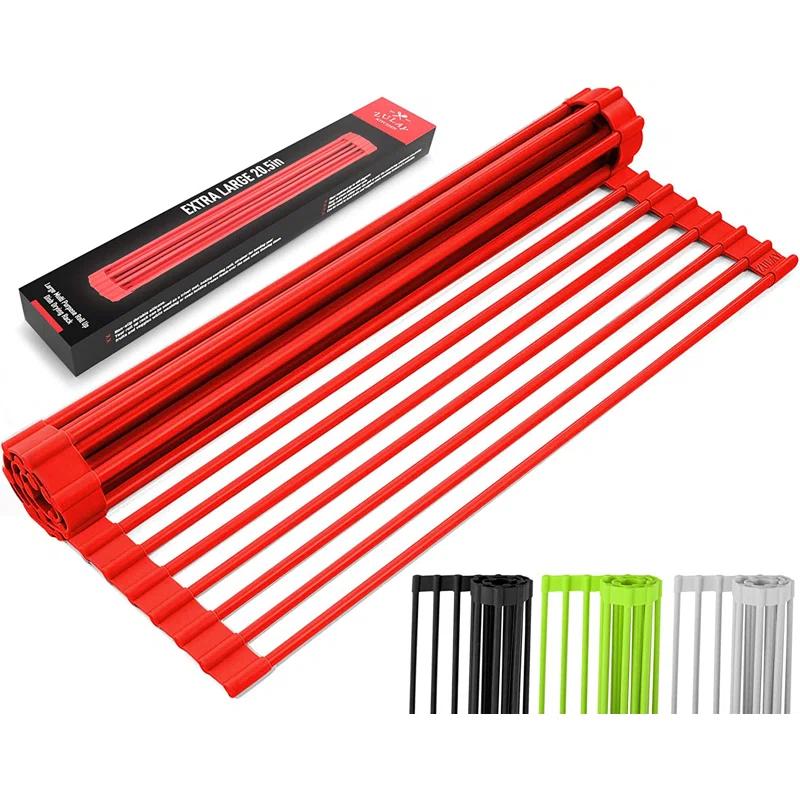 Zulay Kitchen Zulay Kitchen Large Roll Up Dish Drying Rack - Heavy Duty Silicone Wrapped Steel Rods Over Sink Dish Drying Rack
