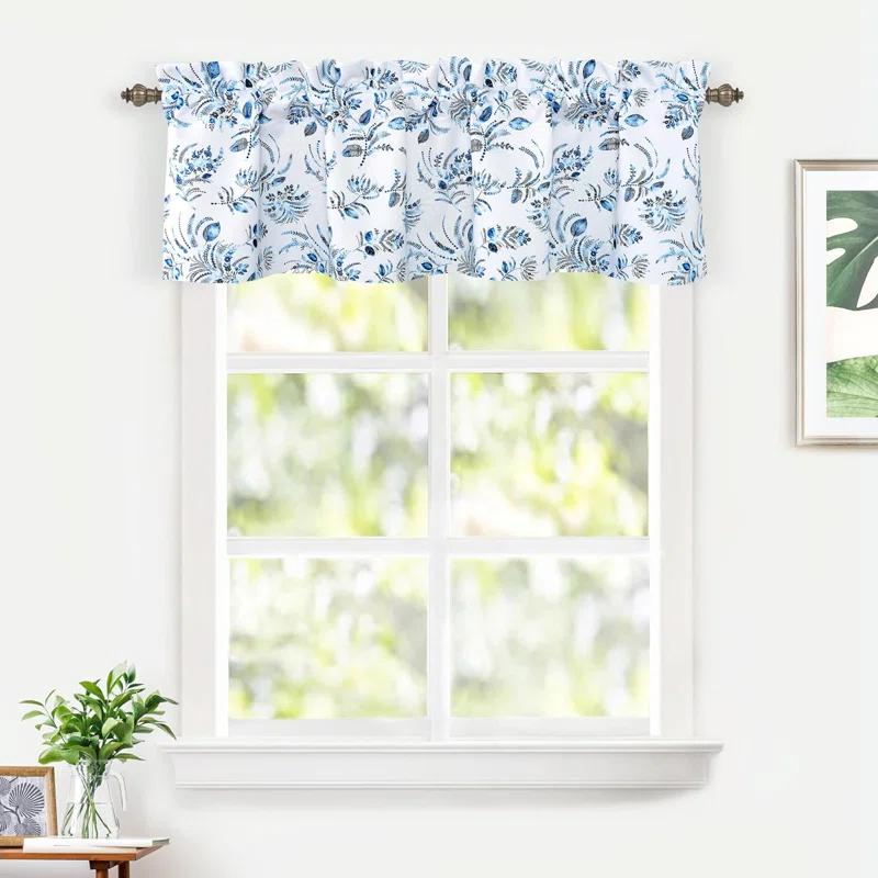 Rosalind Wheeler Helfer Floral Tailored 52'' W Window Valance in